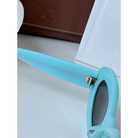 NEW Celine CL40312U Triomphe Blue Round Sunglasses - Picture 8 of 10
